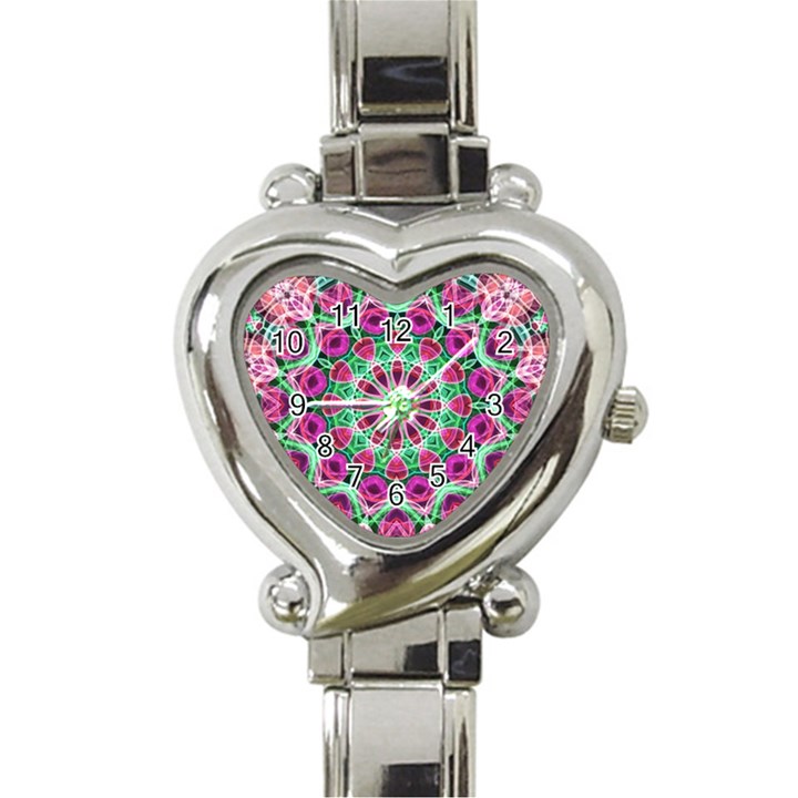 Flower Garden Heart Italian Charm Watch 