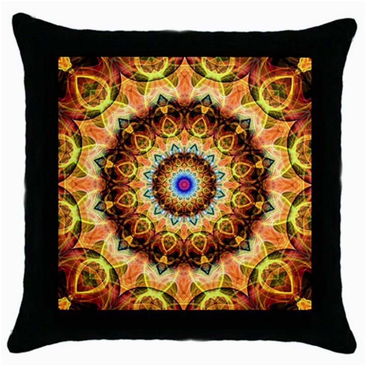 Ochre Burnt Glass Black Throw Pillow Case