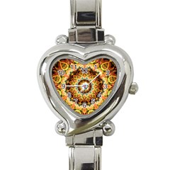 Ochre Burnt Glass Heart Italian Charm Watch  by Zandiepants