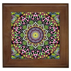 Psychedelic Leaves Mandala Framed Ceramic Tile by Zandiepants