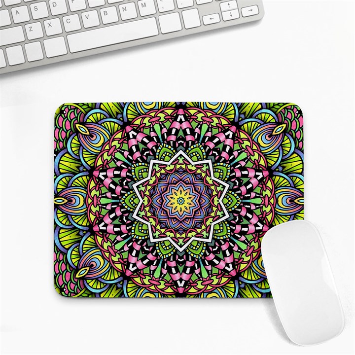 Psychedelic Leaves Mandala Small Mouse Pad (Rectangle)