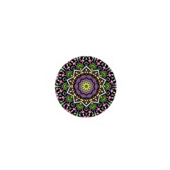 Psychedelic Leaves Mandala 1  Mini Button by Zandiepants