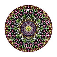 Psychedelic Leaves Mandala Round Ornament by Zandiepants