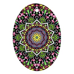 Psychedelic Leaves Mandala Oval Ornament by Zandiepants