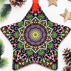 Psychedelic Leaves Mandala Star Ornament by Zandiepants