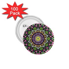 Psychedelic Leaves Mandala 1 75  Button (100 Pack)