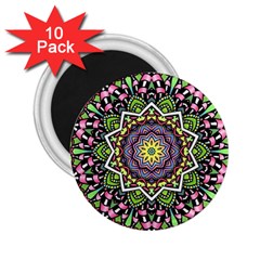 Psychedelic Leaves Mandala 2 25  Button Magnet (10 Pack)