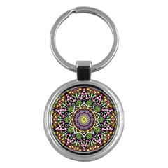 Psychedelic Leaves Mandala Key Chain (round) by Zandiepants