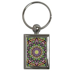 Psychedelic Leaves Mandala Key Chain (rectangle)