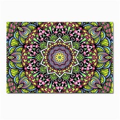 Psychedelic Leaves Mandala Postcard 4 x 6  (10 Pack) by Zandiepants