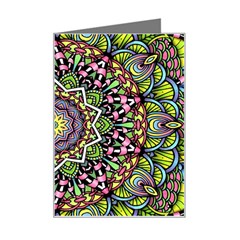 Psychedelic Leaves Mandala Mini Greeting Card by Zandiepants