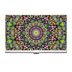 Psychedelic Leaves Mandala Business Card Holder by Zandiepants