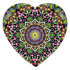 Psychedelic Leaves Mandala Jigsaw Puzzle (heart)