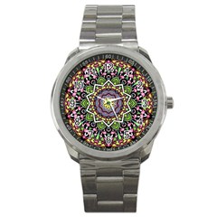 Psychedelic Leaves Mandala Sport Metal Watch