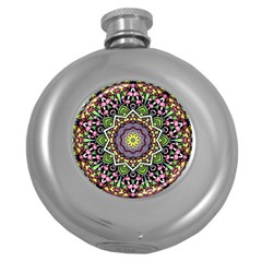 Psychedelic Leaves Mandala Hip Flask (round)