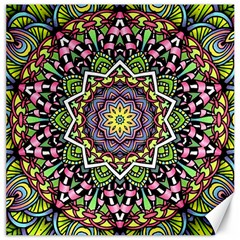 Psychedelic Leaves Mandala Canvas 12  X 12  (unframed) by Zandiepants