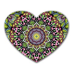 Psychedelic Leaves Mandala Mouse Pad (heart) by Zandiepants