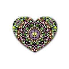 Psychedelic Leaves Mandala Drink Coasters 4 Pack (heart)  by Zandiepants