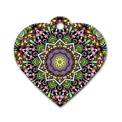 Psychedelic Leaves Mandala Dog Tag Heart (one Sided)  by Zandiepants