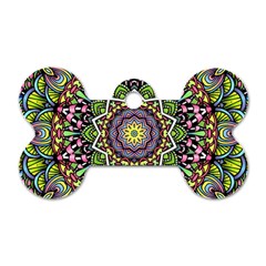 Psychedelic Leaves Mandala Dog Tag Bone (two Sided)