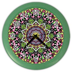 Psychedelic Leaves Mandala Wall Clock (color)