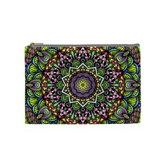 Psychedelic Leaves Mandala Cosmetic Bag (medium) by Zandiepants