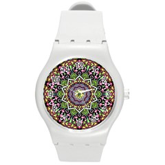 Psychedelic Leaves Mandala Plastic Sport Watch (medium) by Zandiepants