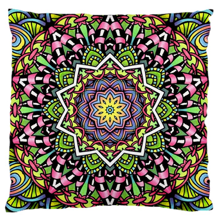 Psychedelic Leaves Mandala Large Cushion Case (Single Sided) 