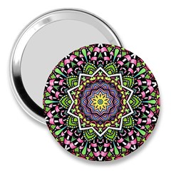 Psychedelic Leaves Mandala 3  Handbag Mirror