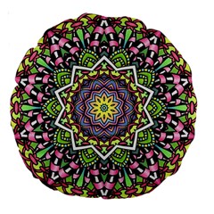 Psychedelic Leaves Mandala 18  Premium Round Cushion  by Zandiepants