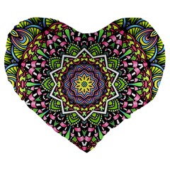 Psychedelic Leaves Mandala 19  Premium Heart Shape Cushion by Zandiepants