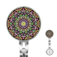 Psychedelic Leaves Mandala Stainless Steel Nurses Watch