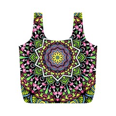 Psychedelic Leaves Mandala Reusable Bag (m) by Zandiepants