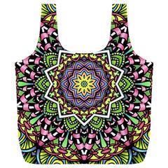 Psychedelic Leaves Mandala Reusable Bag (xl) by Zandiepants