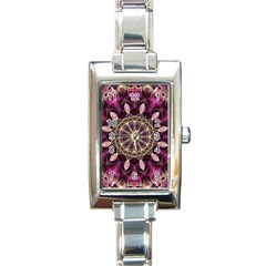 Purple Flower Rectangular Italian Charm Watch by Zandiepants