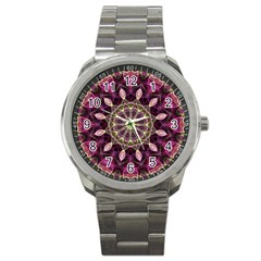 Purple Flower Sport Metal Watch