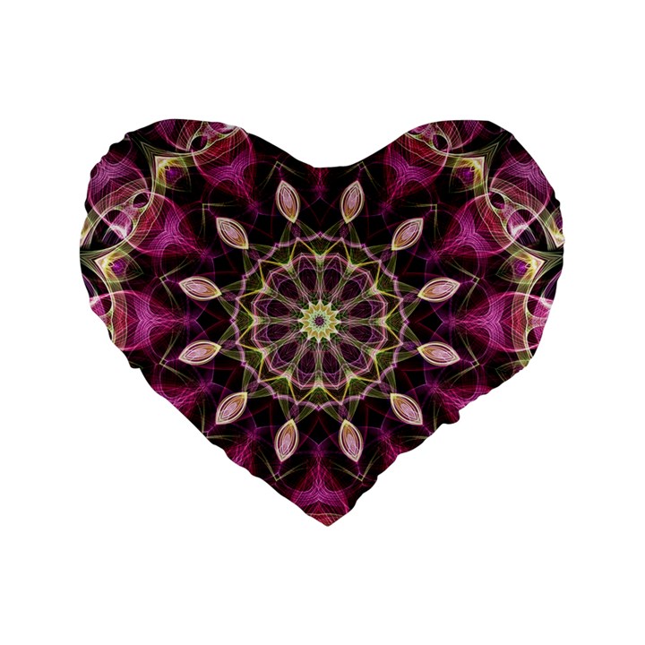 Purple Flower 16  Premium Heart Shape Cushion 