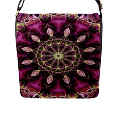 Purple Flower Flap Closure Messenger Bag (large) by Zandiepants