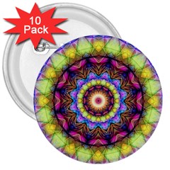 Rainbow Glass 3  Button (10 Pack) by Zandiepants