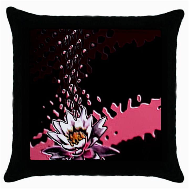 Flower Black Throw Pillow Case