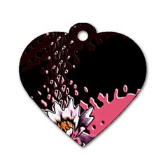 Flower Dog Tag Heart (one Sided) 