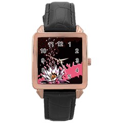 Flower Rose Gold Leather Watch  by Rbrendes