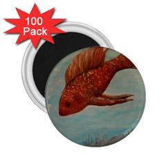 Gold Fish 2 25  Button Magnet (100 Pack)