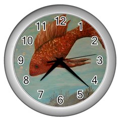 Gold Fish Wall Clock (silver)