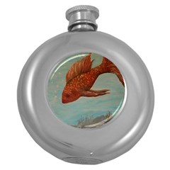 Gold Fish Hip Flask (round)