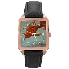 Gold Fish Rose Gold Leather Watch  by rokinronda