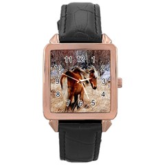 Pretty Pony Rose Gold Leather Watch  by Rbrendes