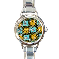 Orange Unicorn Round Italian Charm Watch