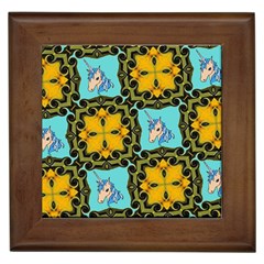 Orange Unicorn Framed Ceramic Tile