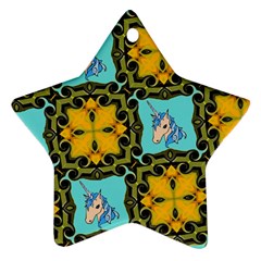 Orange Unicorn Star Ornament